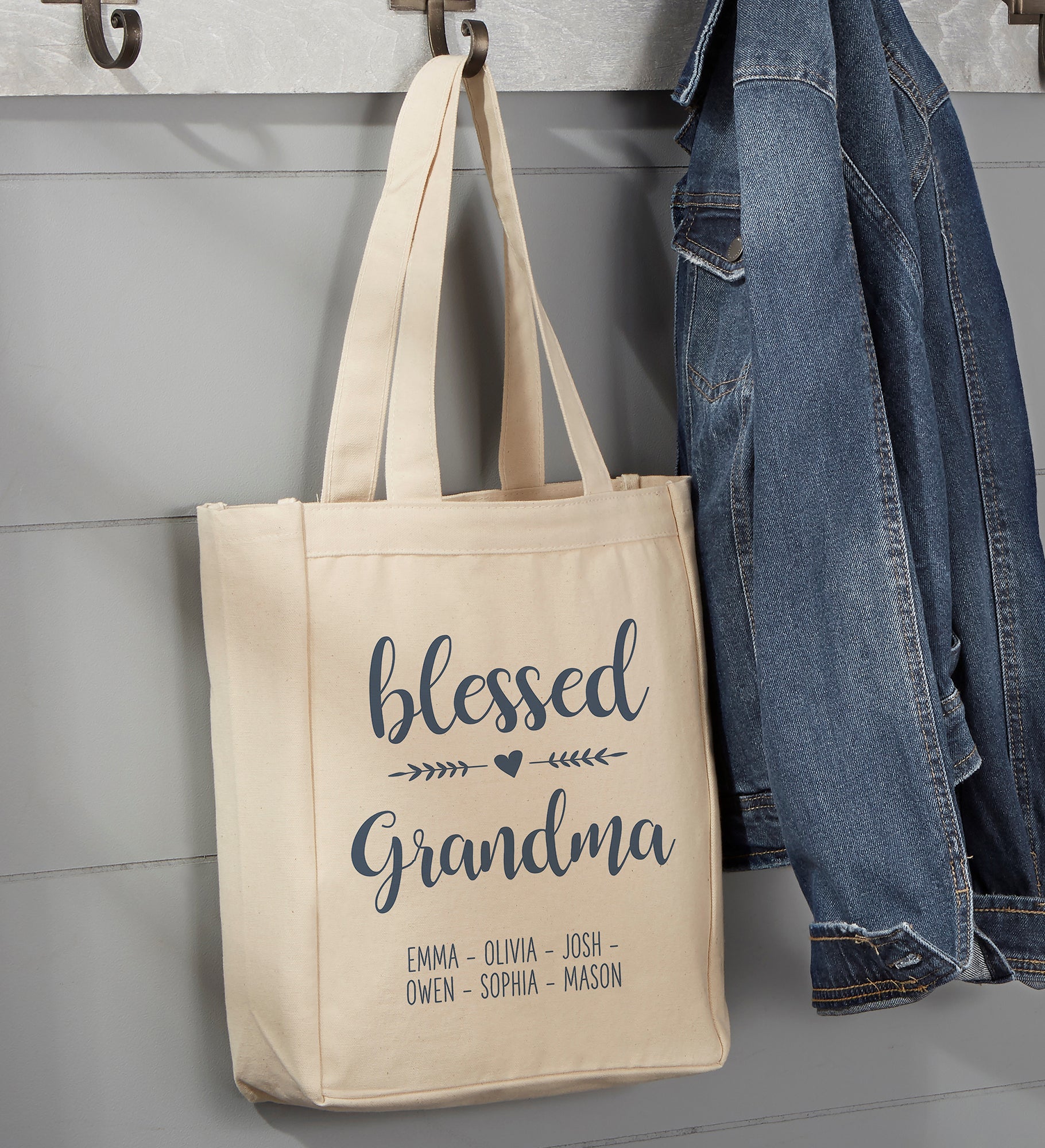 Blessed Grandma Personalized Canvas Tote Bags